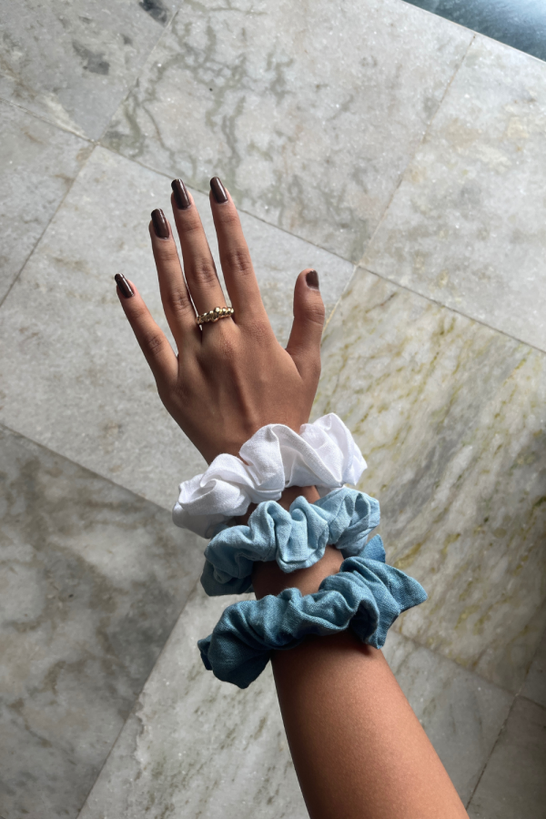 Light Blue Hemp Scrunchie - Image 4
