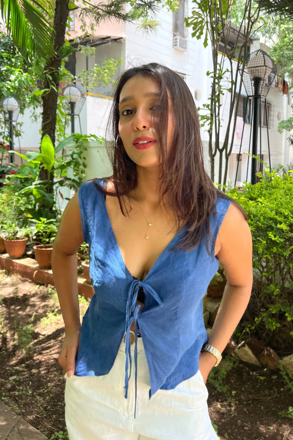 Blue Kiss Tie Up Top - Image 3