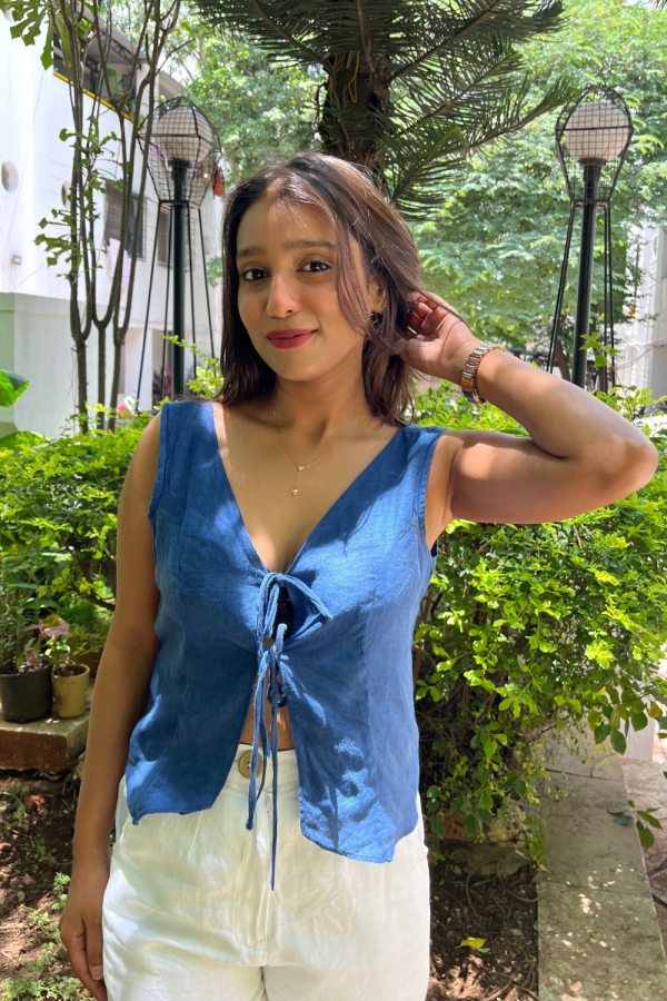 Blue Kiss Tie Up Top - Image 4