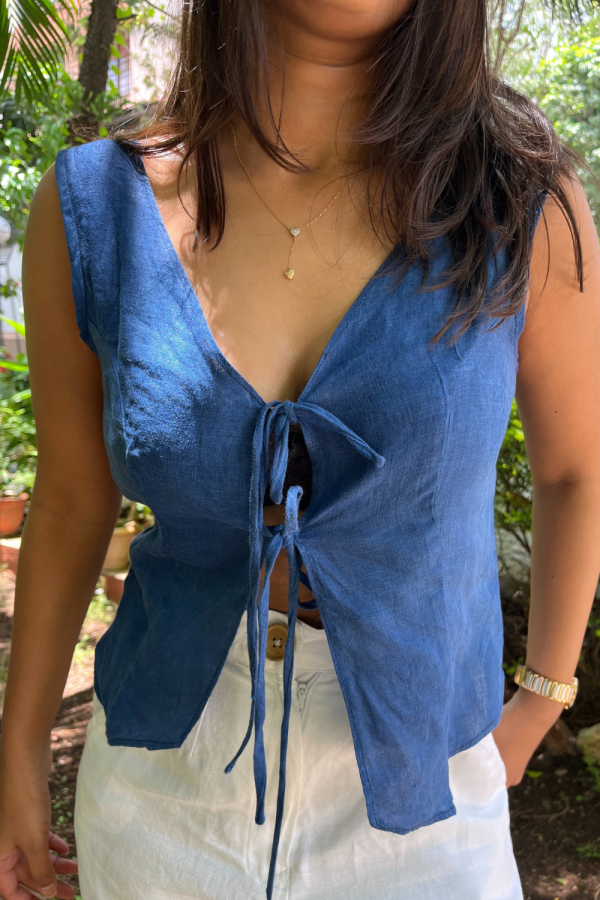 Blue Kiss Tie Up Top - Image 5