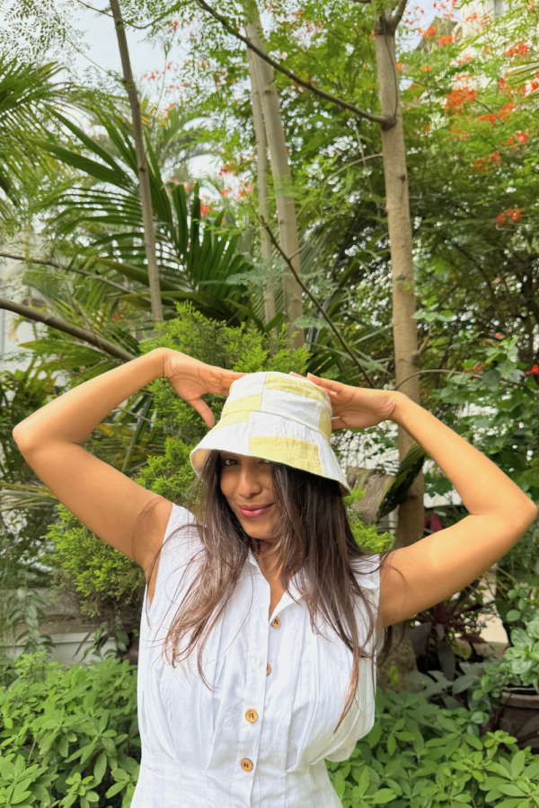 Yellow and White Bucket Hat - Image 3