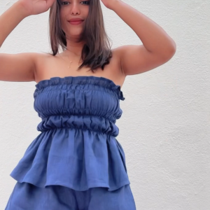 Dark-Blue Gelato Top & Shorts Set