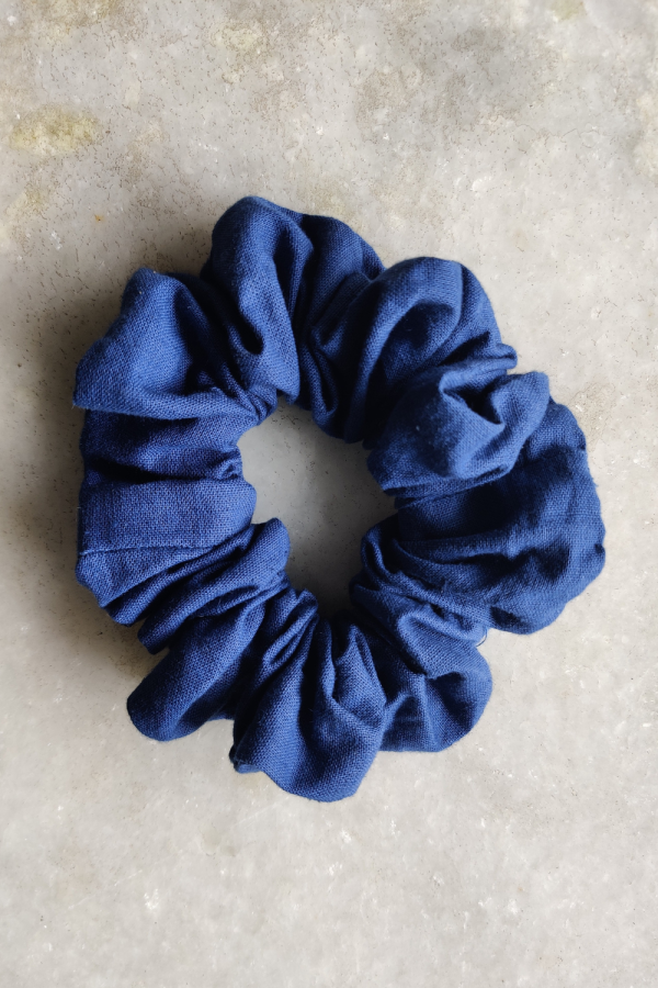 Dark Blue Hemp Scrunchie - Image 2